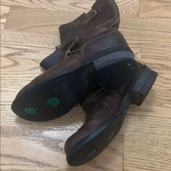 FRYE DISTRESSED BROWN LEATHER BIKER BOOTS SIZE 7M - Picture 8 of 8